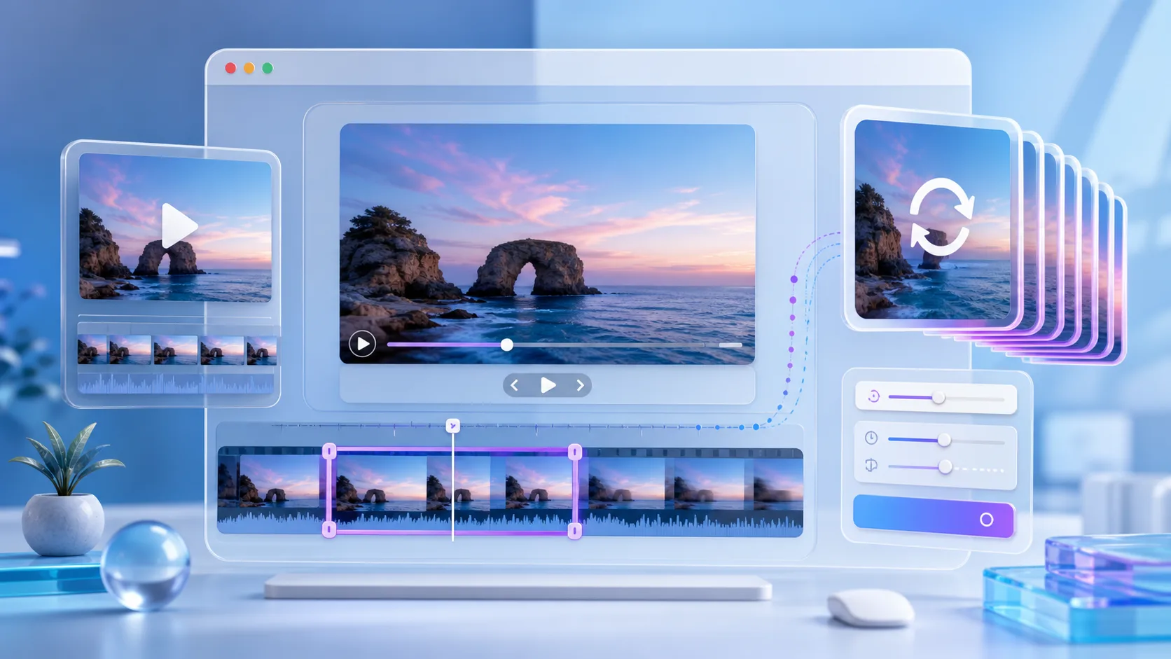 Browser video timeline converting a clip into a GIF preview